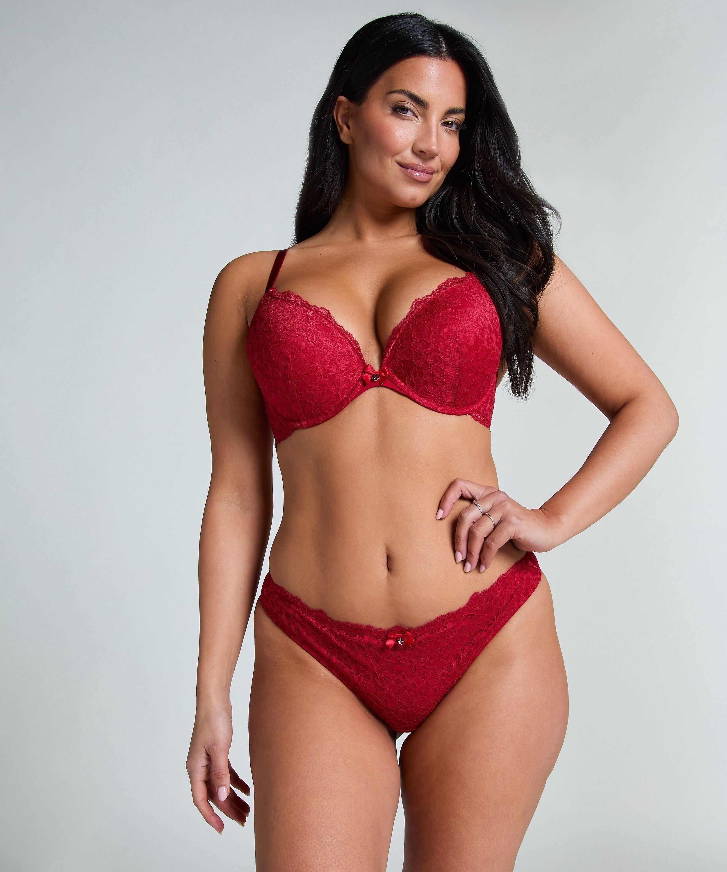 Marine Padded Underwired Push-Up Bra, Red