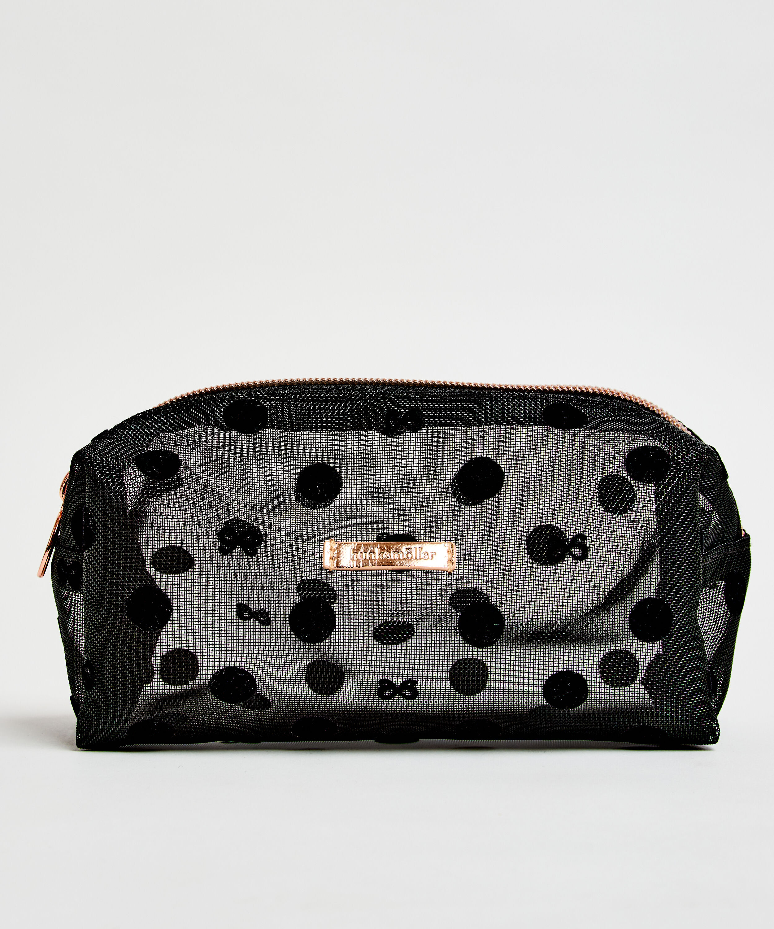 Dotted Mesh Make-Up Bag, Black