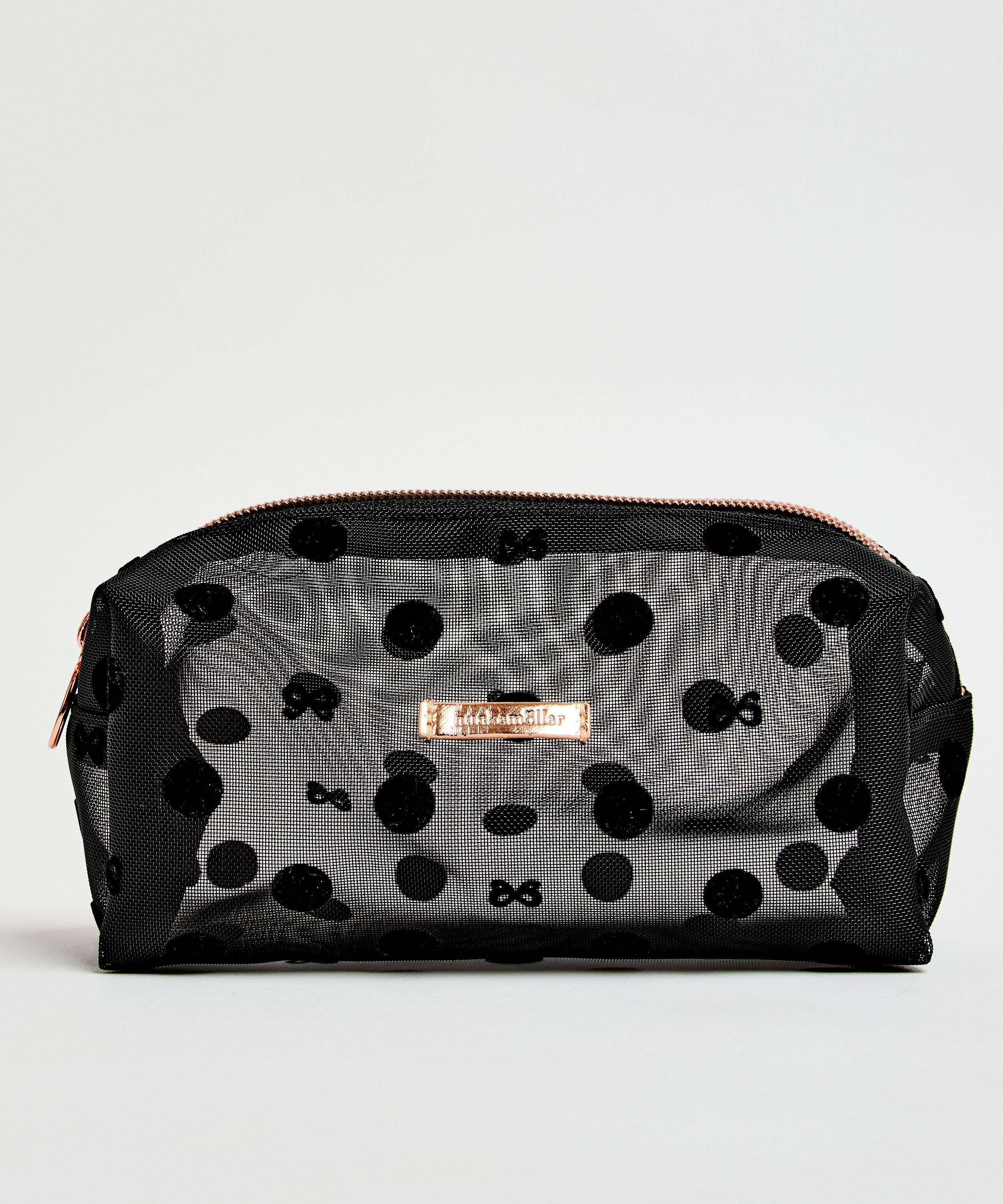 Dotted Mesh Make-Up Bag, Black, main