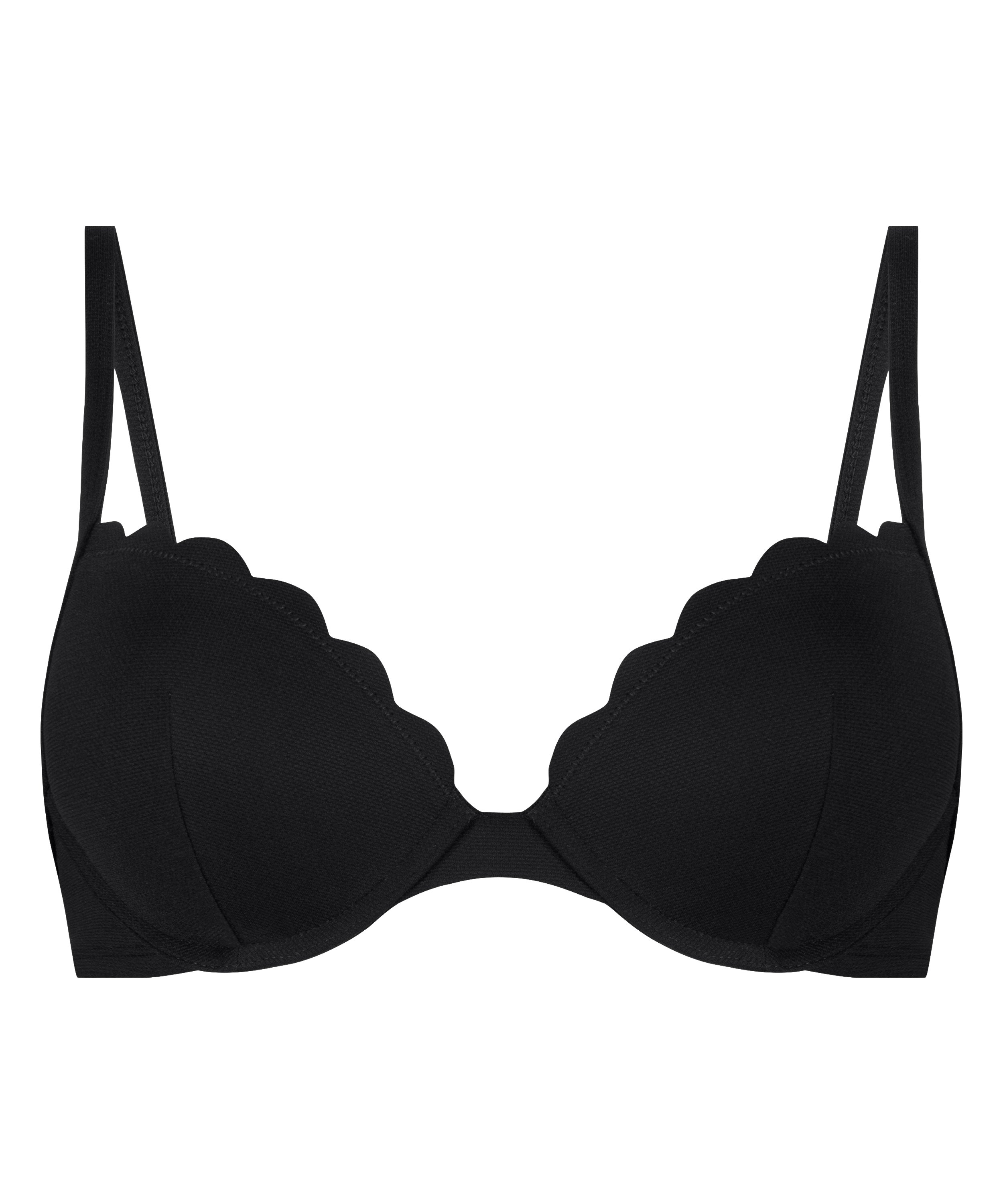 Scallop padded underwired bikini-top, Black, main