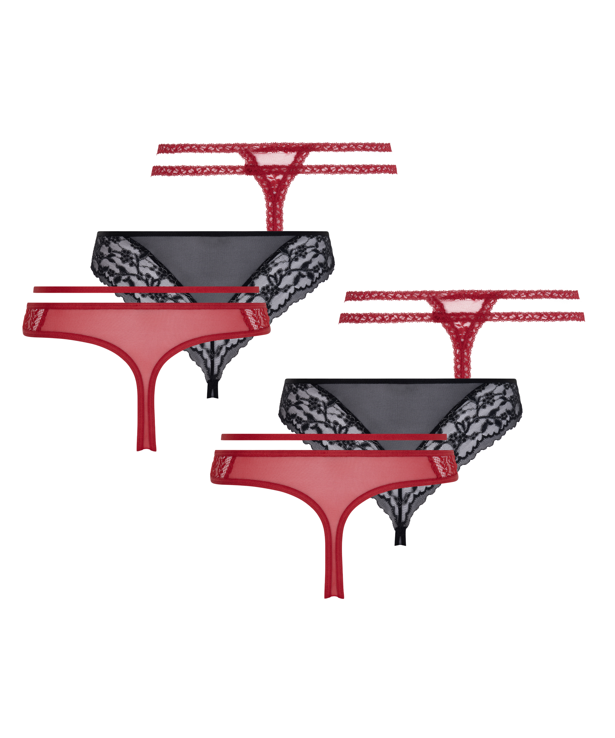 6-Pack Thongs, Red, main