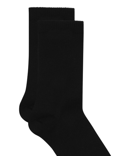 Rib Modal Crew Socks, Black