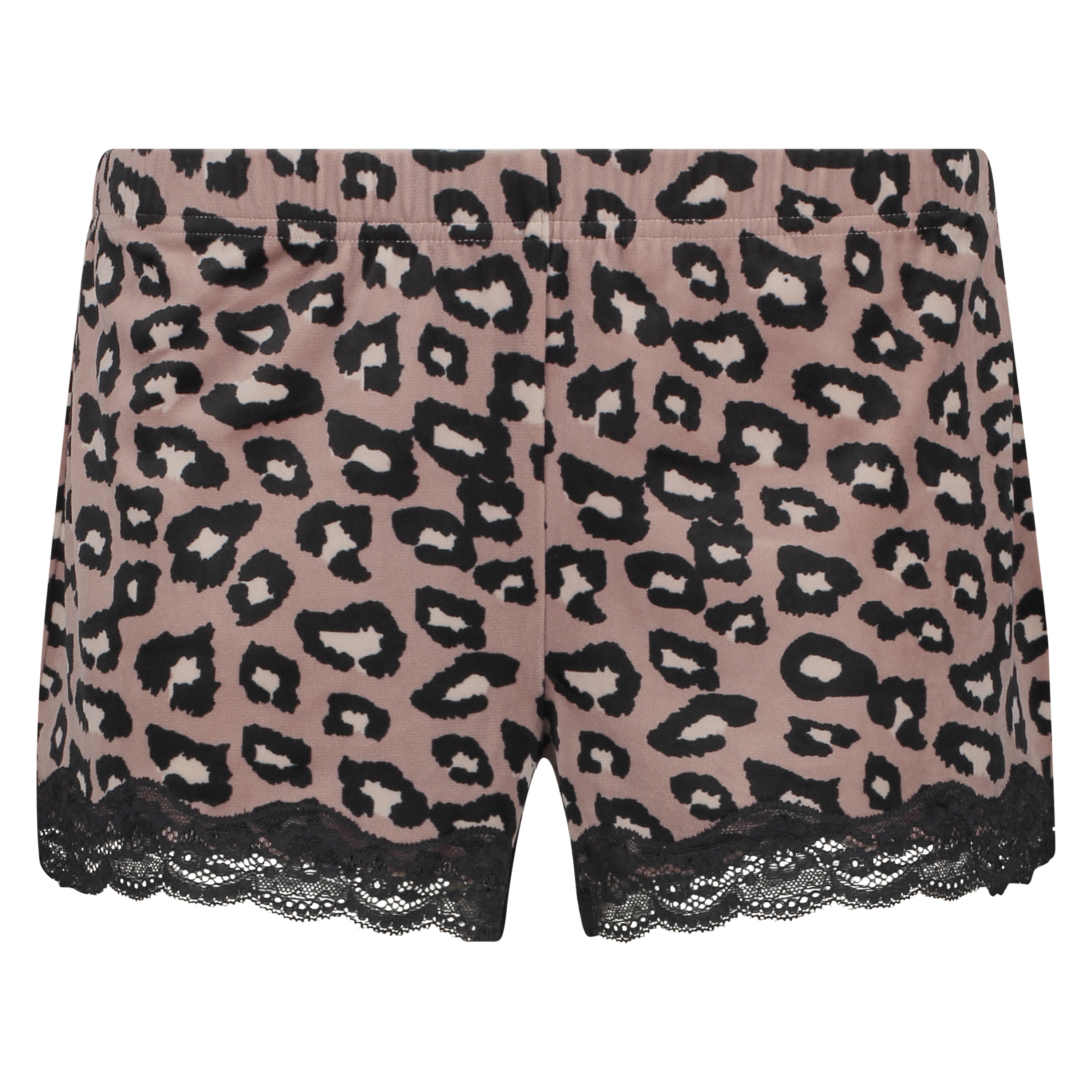 Leopard Velvet Pyjama Shorts, Pink, main