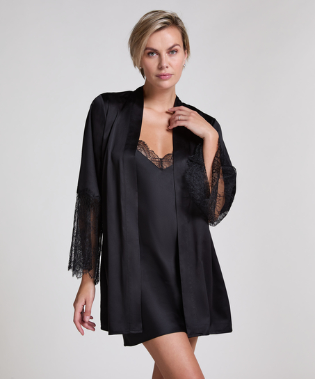 Satin Kimono, Black