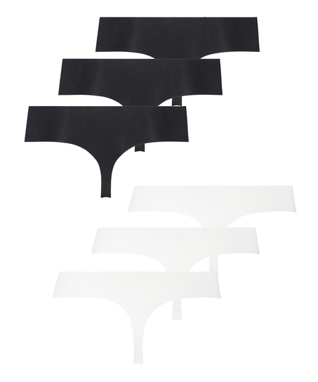 6 Pack Invisible Thongs, White