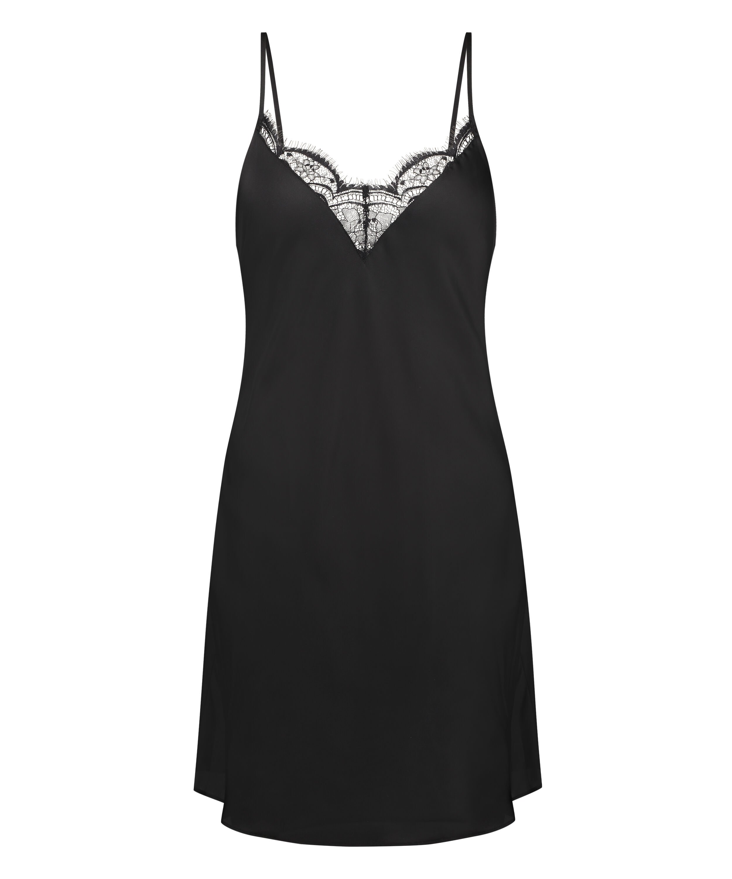 Satin Slip Dress, Black