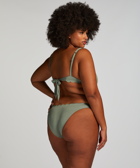 Scallop High-Leg Bikini Bottoms, Green