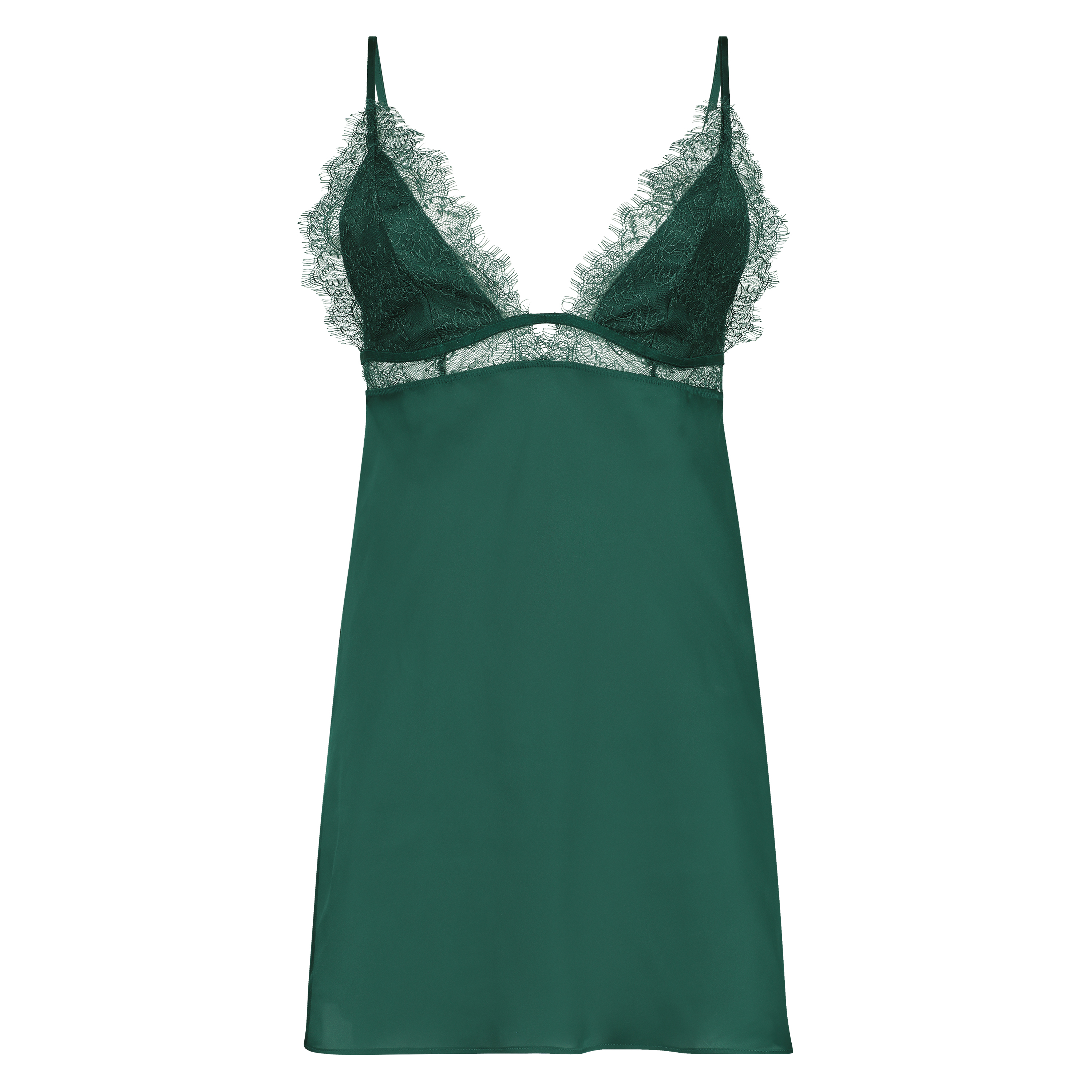 Satin Holly slip dress, Green, main