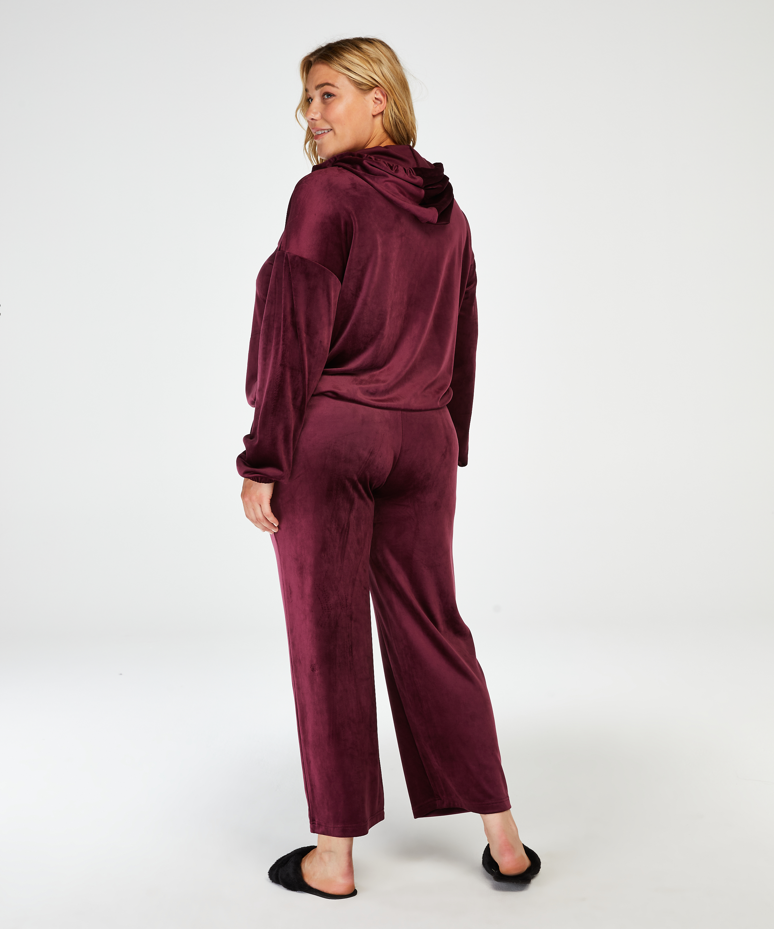 Velours Pyjama Bottoms, Red, main
