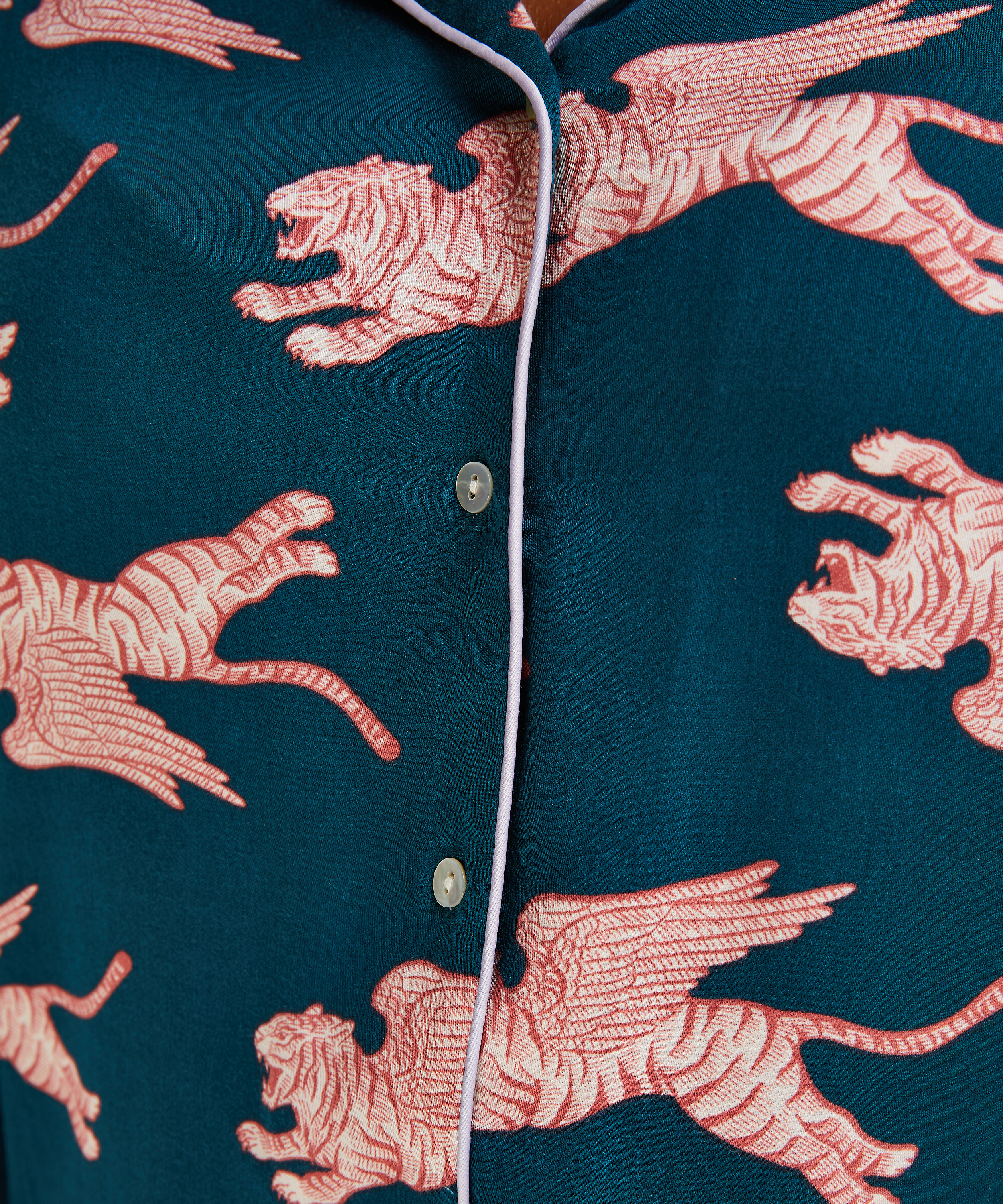 Woven Pyjama Jacket Long Sleeves, Blue, main