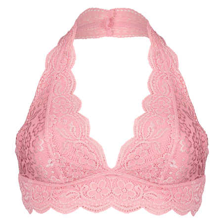 Halter Lace Bralette, Pink