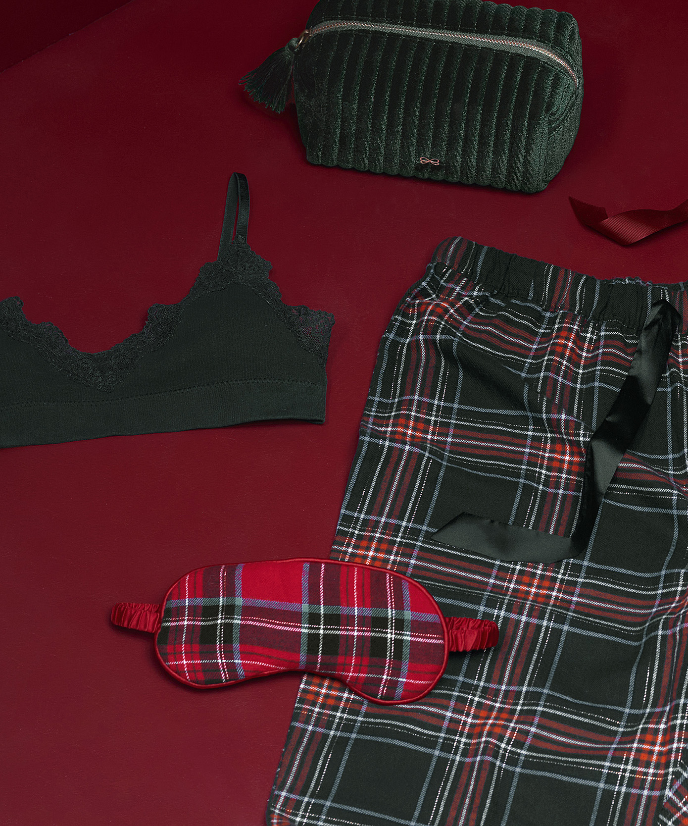 Flannel Sleeping Mask, Red, main