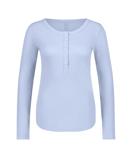Long-Sleeved Pyjama Top, Blue