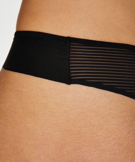 Invisible thong Stripe mesh, Black