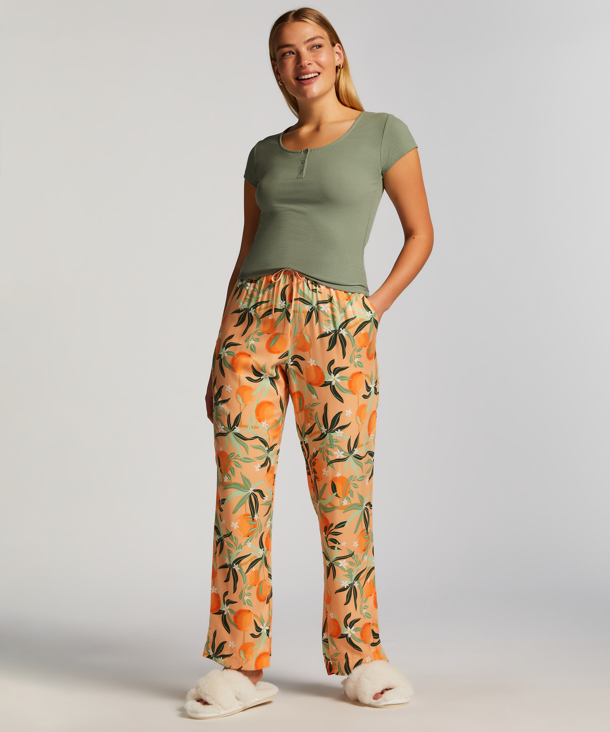 Woven Pyjama Pants, Pink