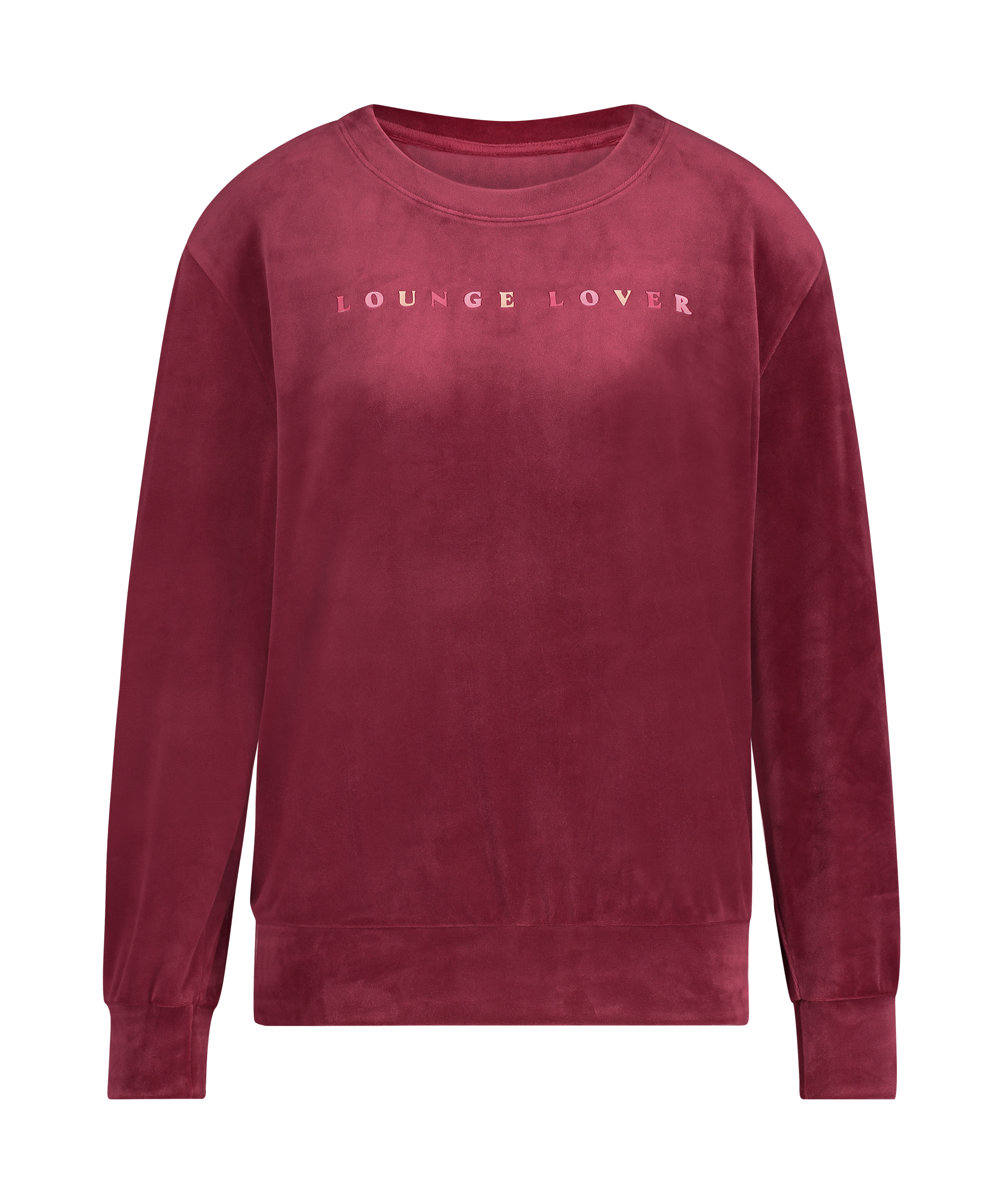 Long-sleeved Velours top, Red, main