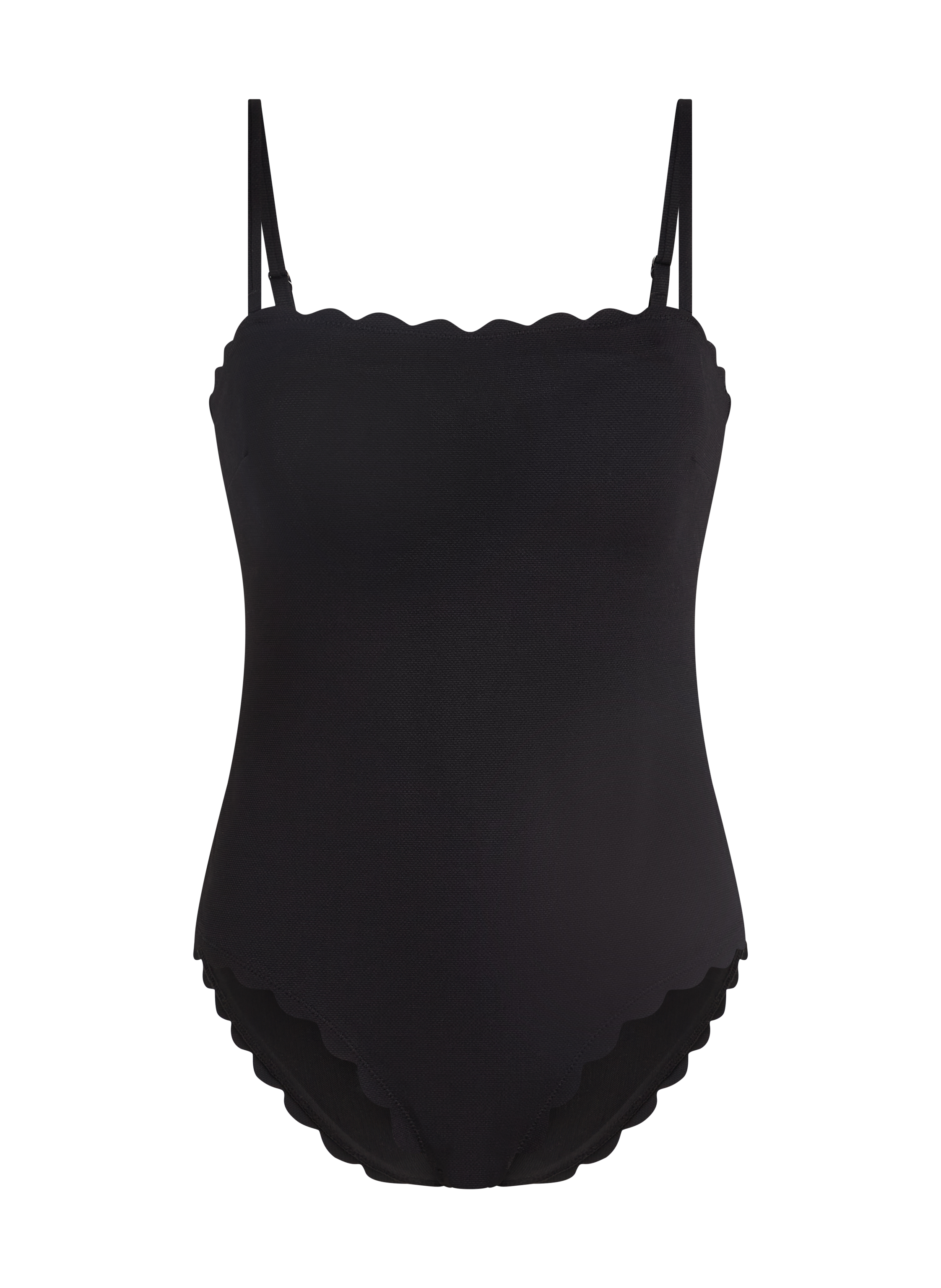 Bandeau Scallop Swimsuit, Black, main