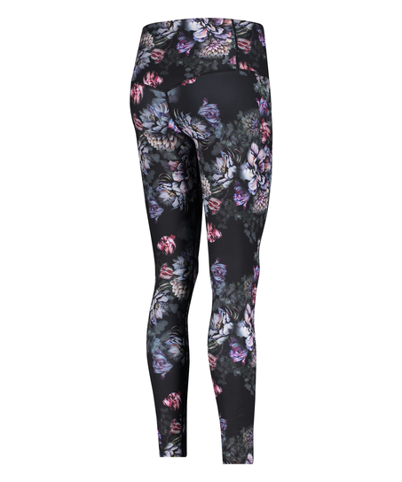 HKMX High Waisted Flower Sports Leggings, Black