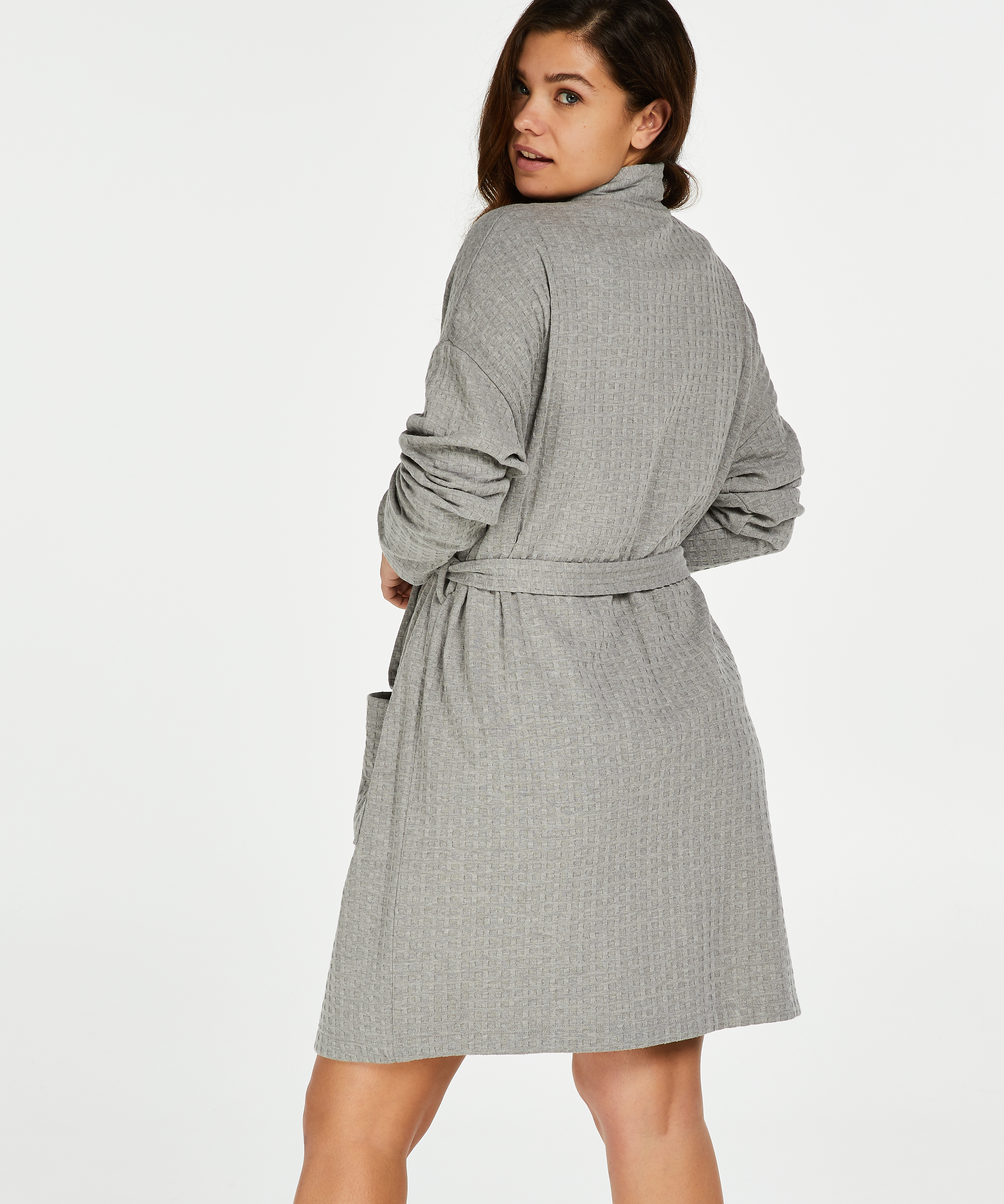Waffle Bathrobe, Grey, main