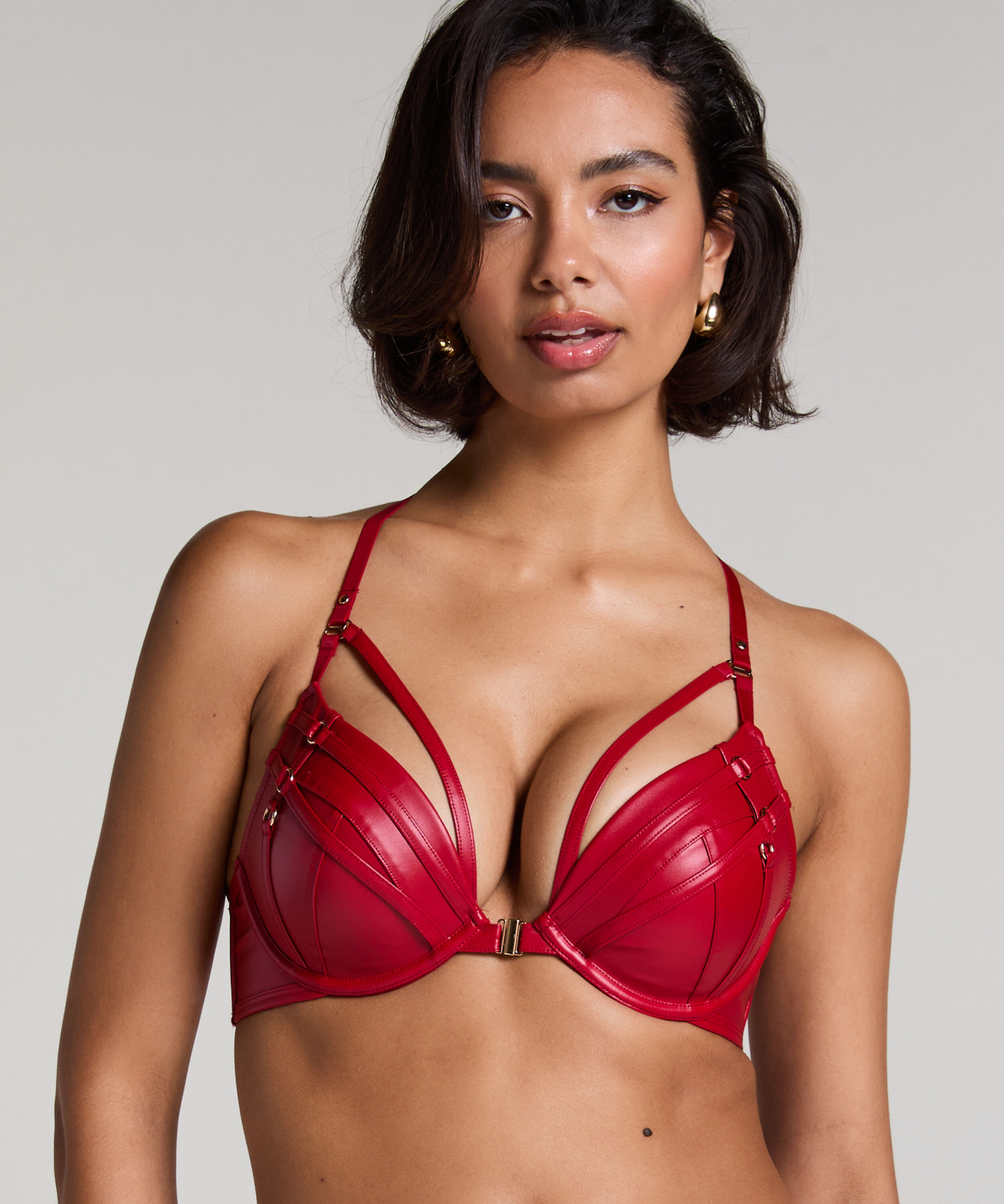Faye Padded Underwired Push-Up Bra, Red