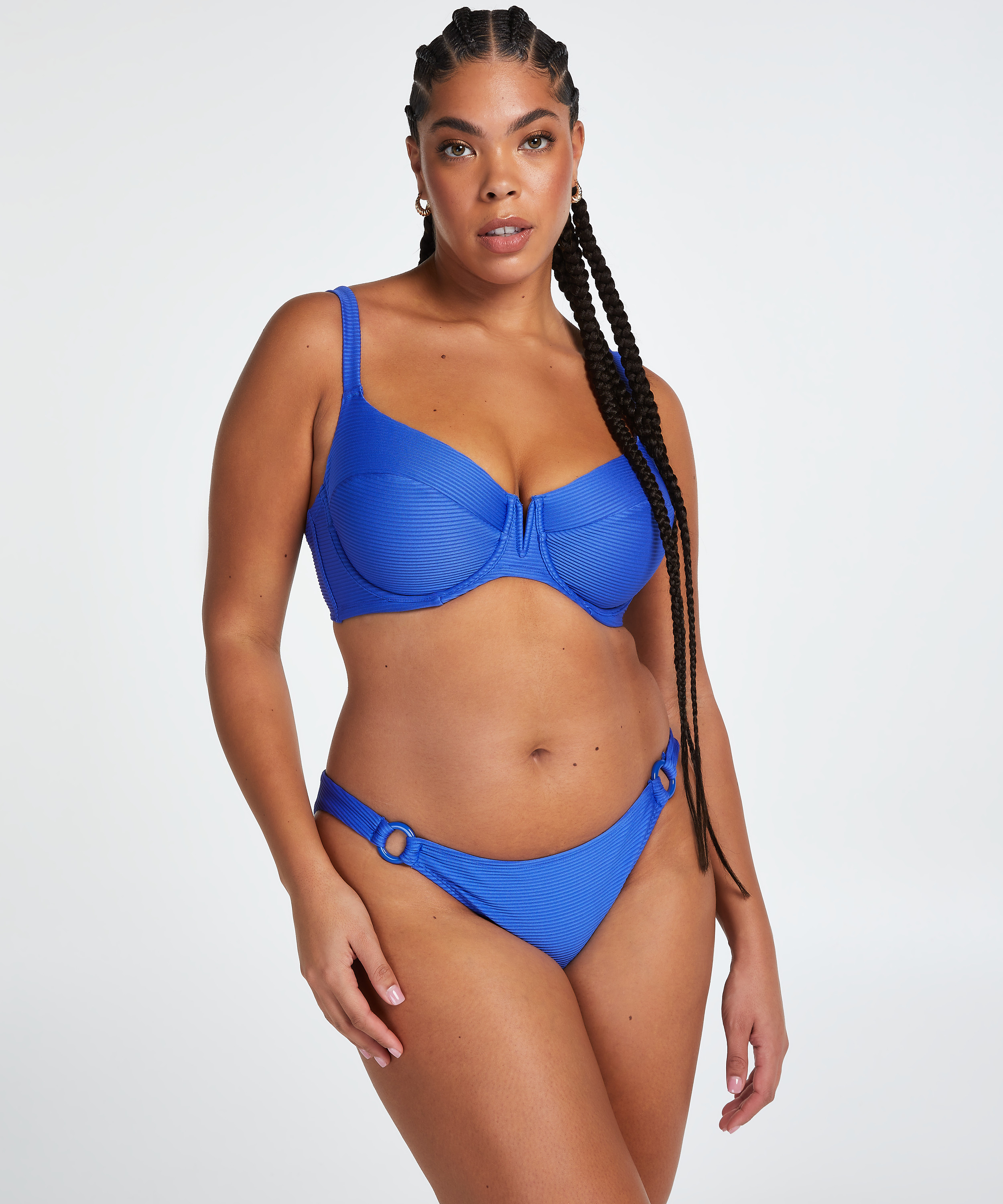 Lagoon non-padded underwire bikini top, Blue, main