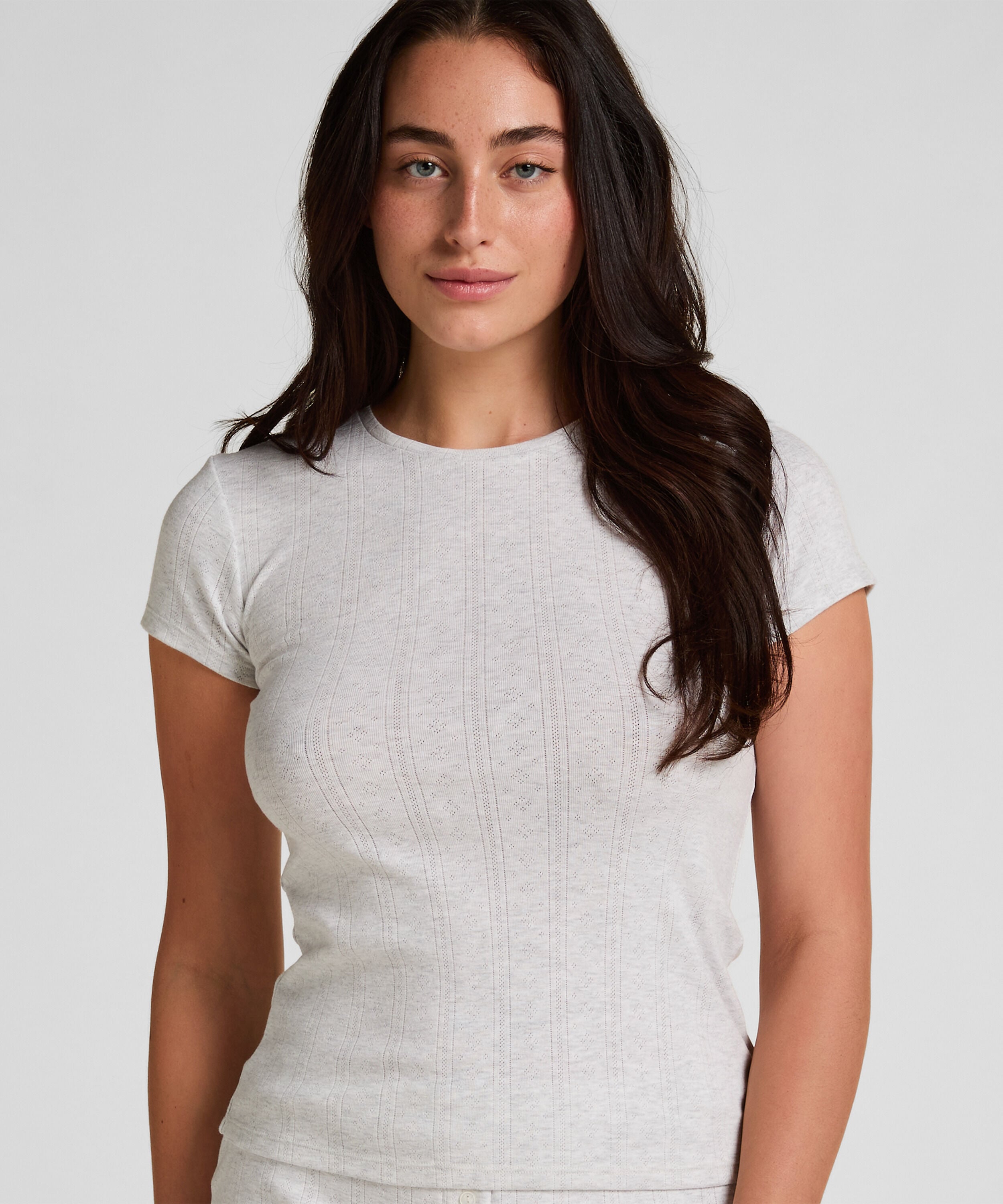 Pointelle Top, Grey