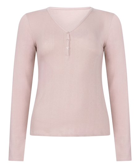 Henley Pyjama Top, Pink