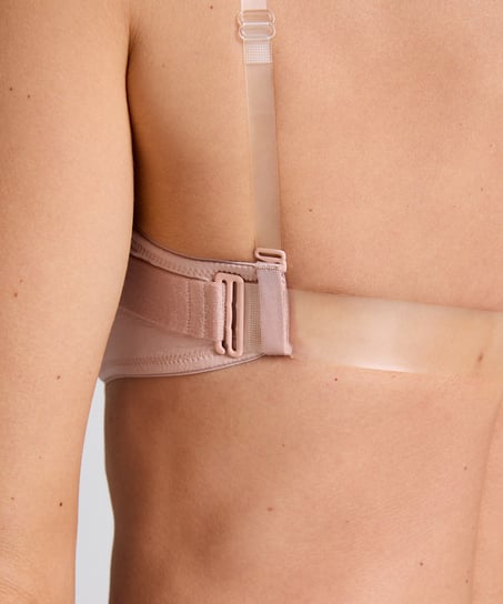 Transparent Back Padded Underwired Bra, Beige