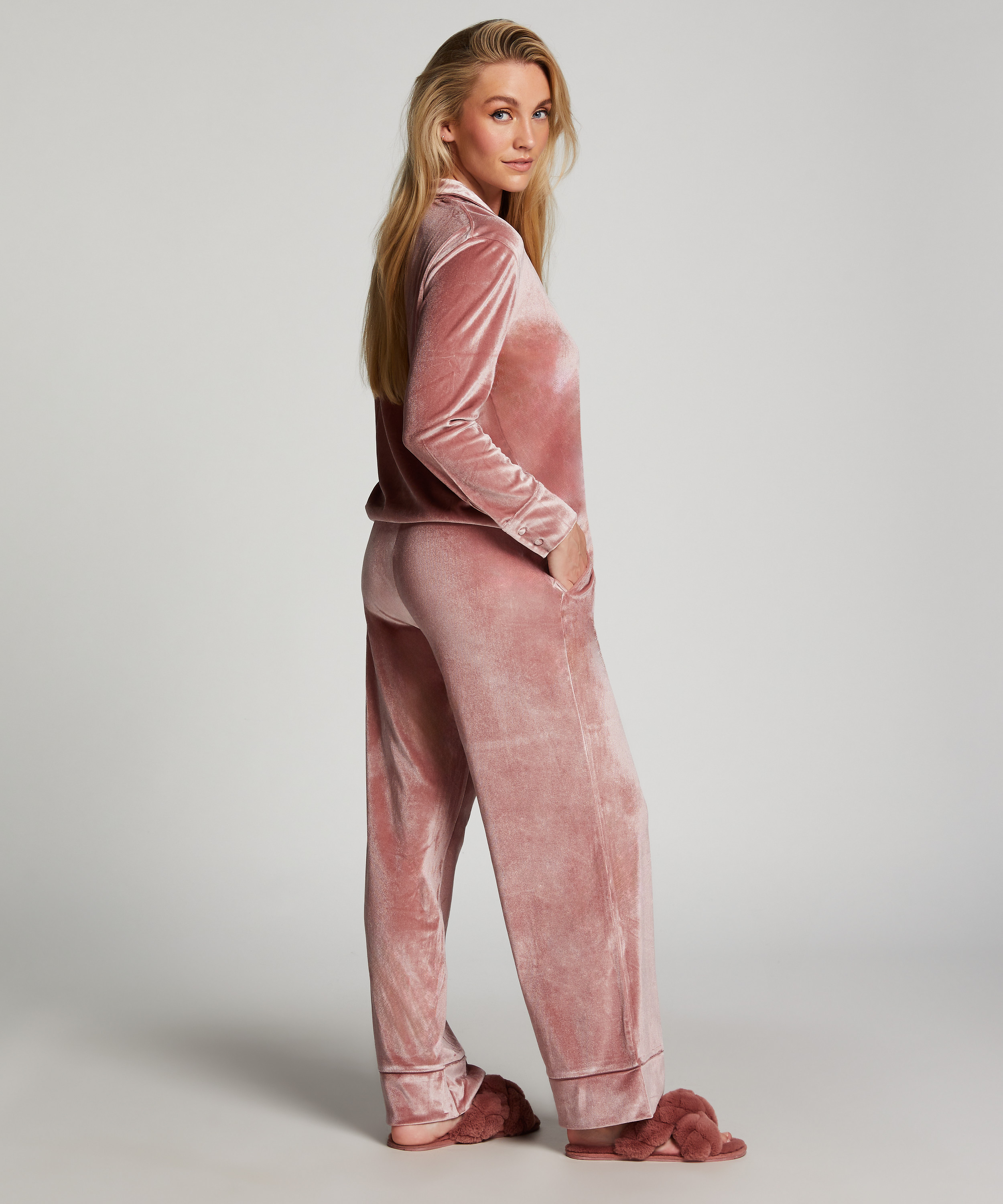 Velours Long-Sleeved Jacket, Purple, main