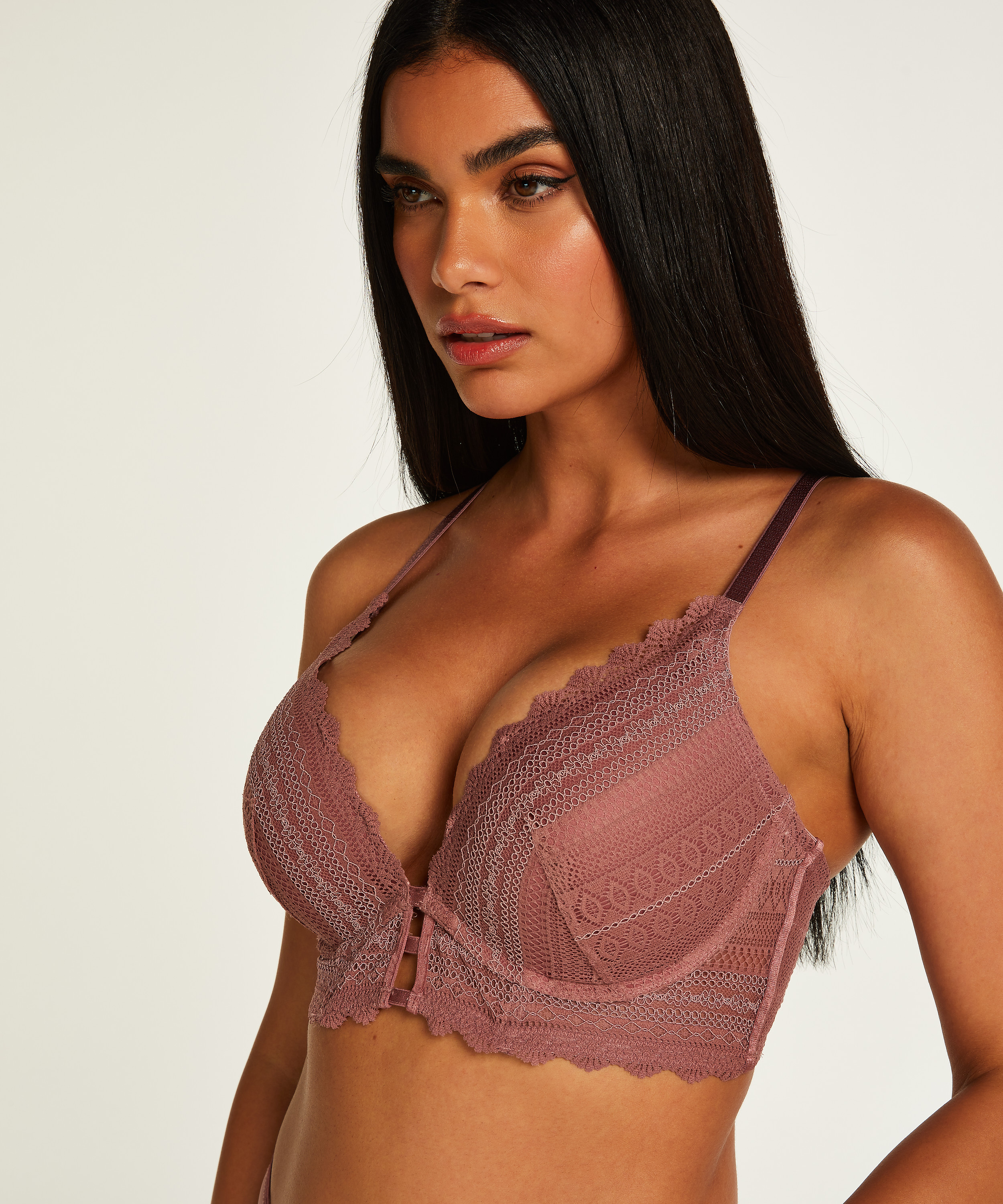 Chynna padded push-up longline underwired bra, Purple, main