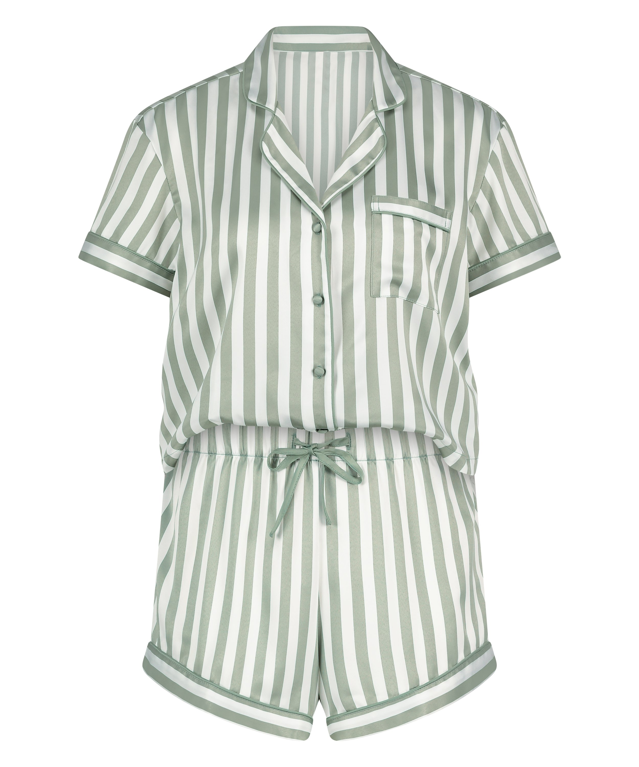 Satin Pyjama Set, Green, main