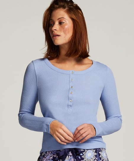 Long-Sleeved Pyjama Top, Blue