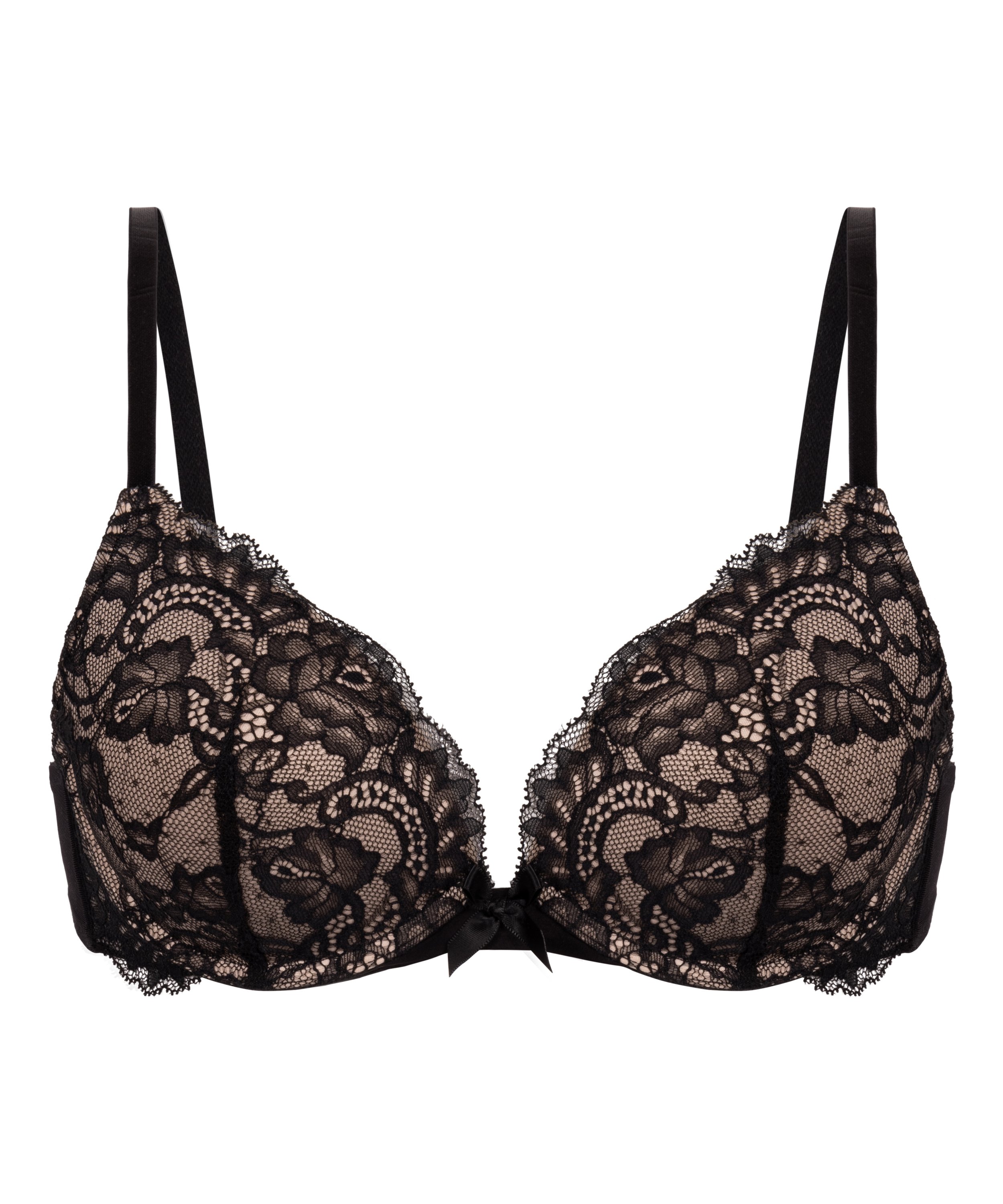 Teddy Padded Underwired Push-Up Bra, Black, main