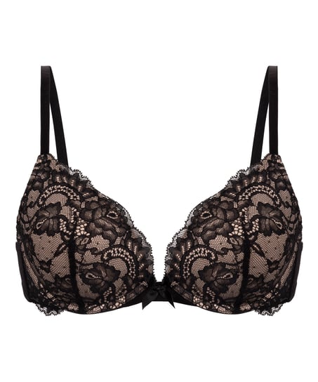 Teddy Padded Underwired Push-Up Bra, Black