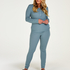 Waffle Placket Pyjama, Blue