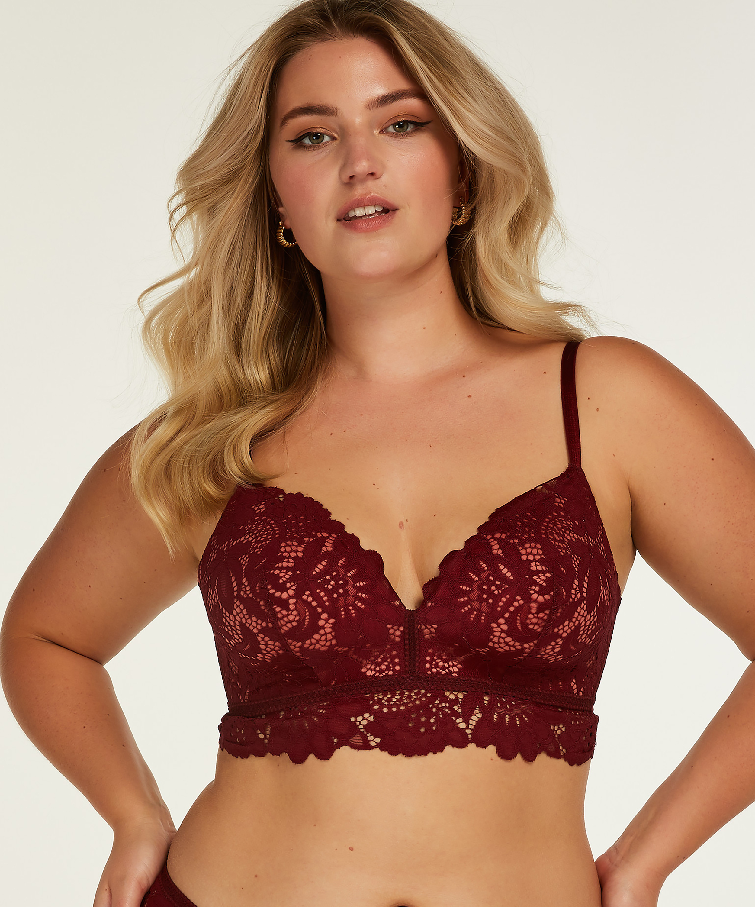 Shiloh Padded Longline Non-Underwired Bra , Red, main