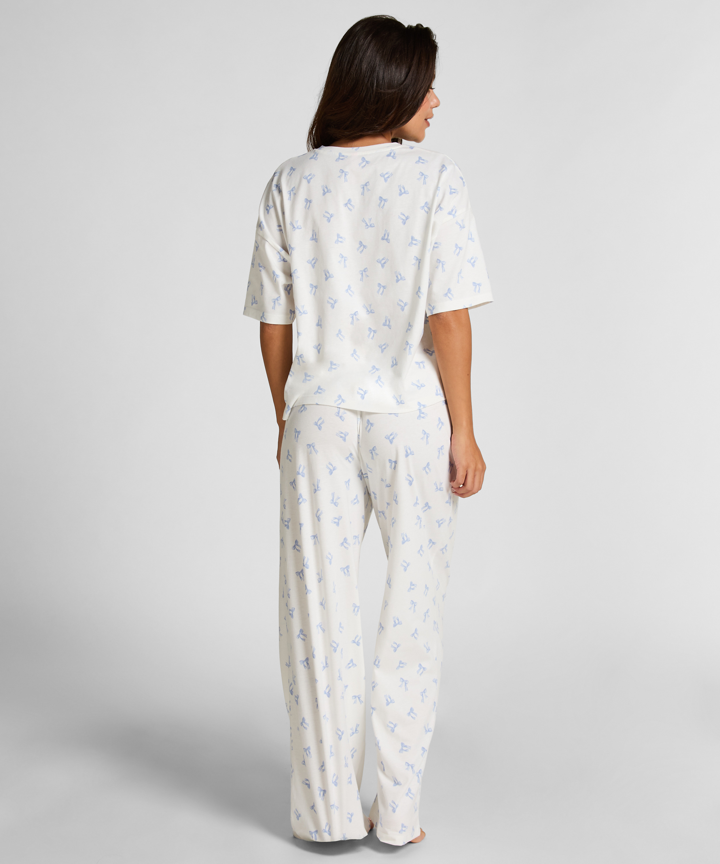 Pyjama Set Cotton Jersey Long, White, main