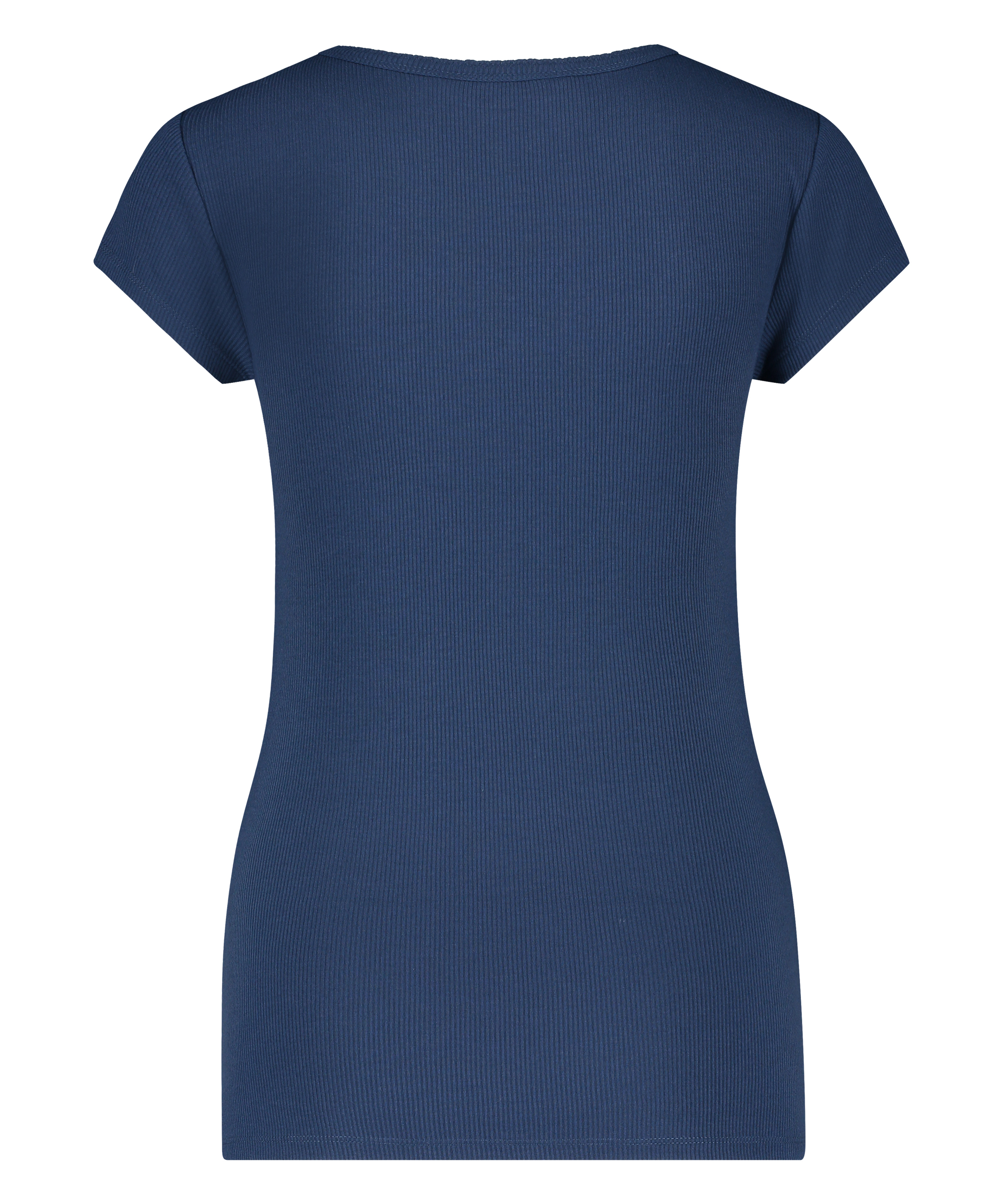 Short sleeve rib pyjama top., Blue, main