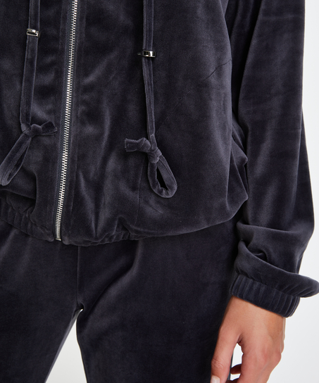 Velvet hoodie jacket, Grey