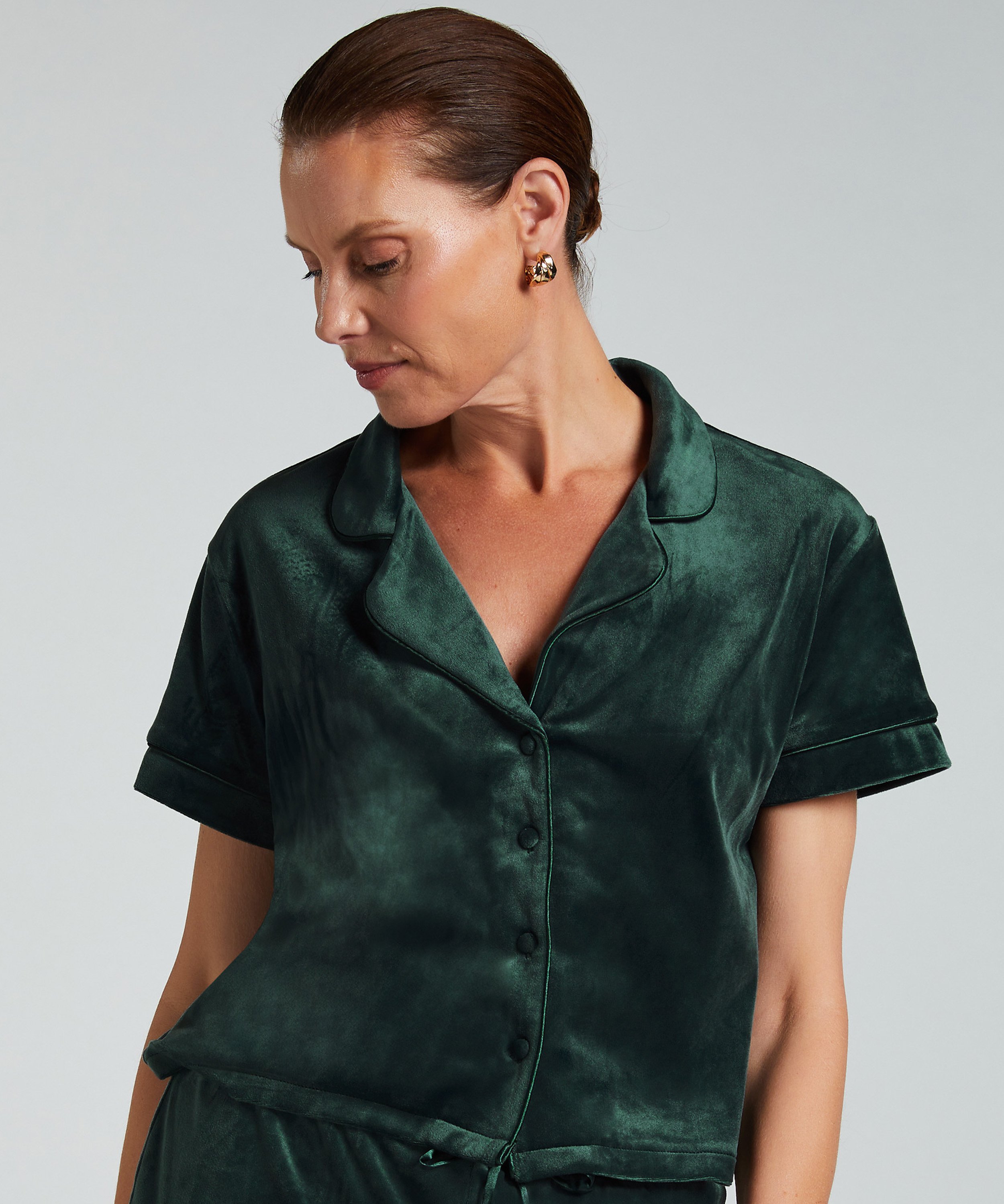 Short Sleeve Velour Jacket, Green, main