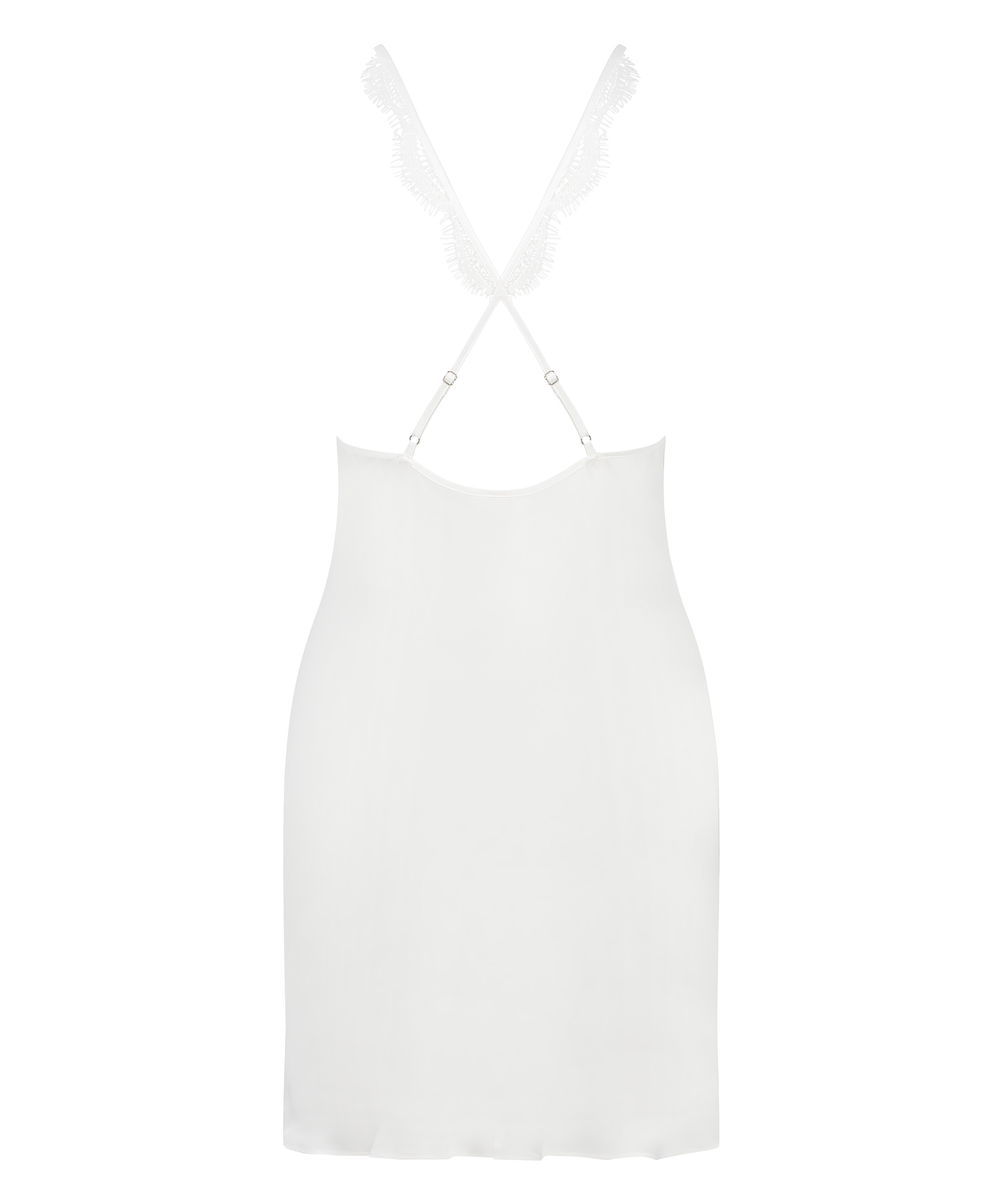 Satin Slip Dress, White, main