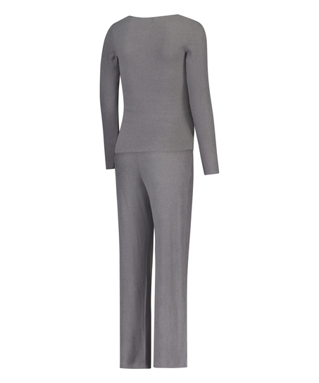 Brushed Rib Maternity Pyjama Set, Grey