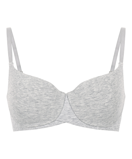 Cotton Padded Underwired Bra, Grey