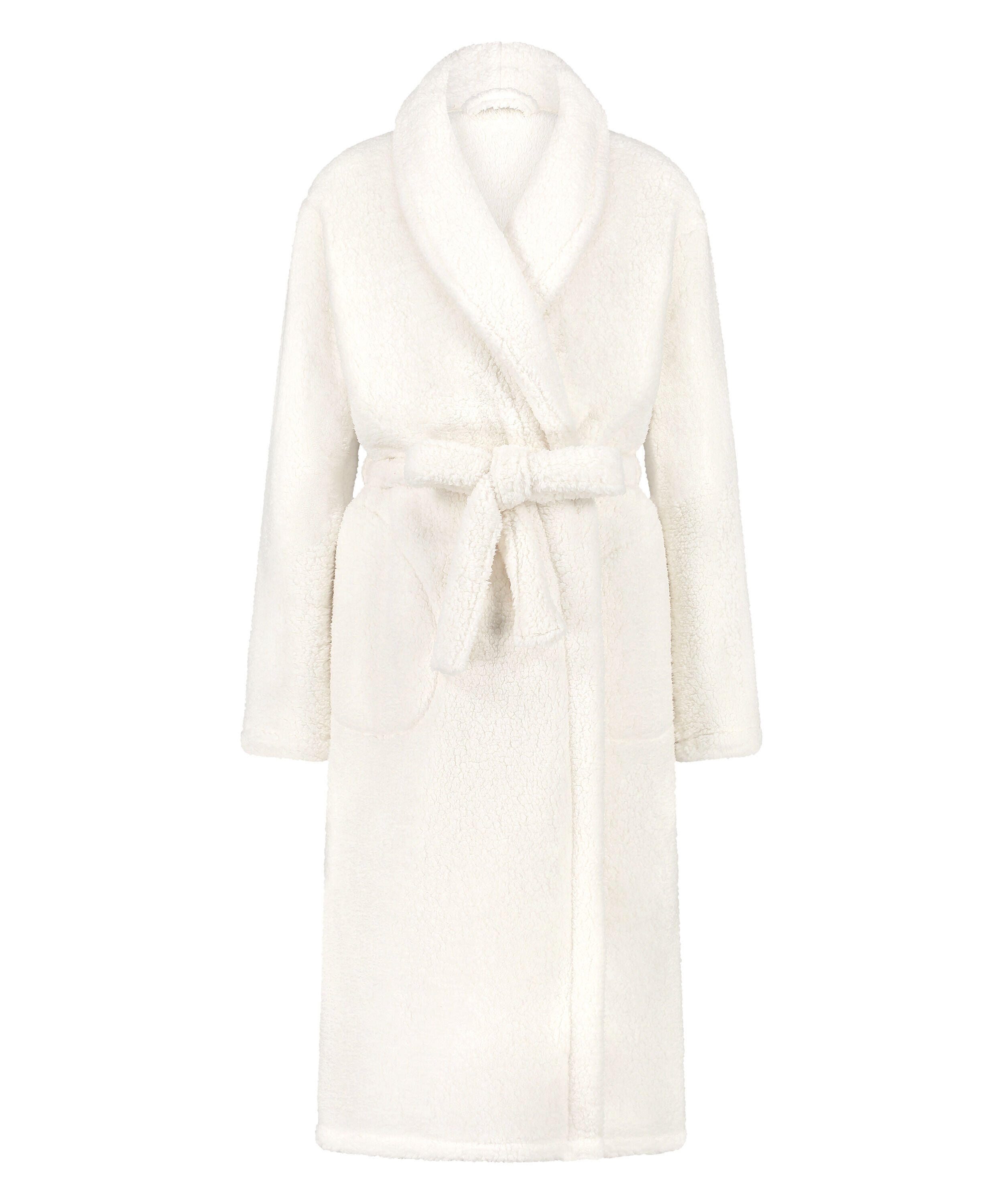 Fleece Bathrobe, White