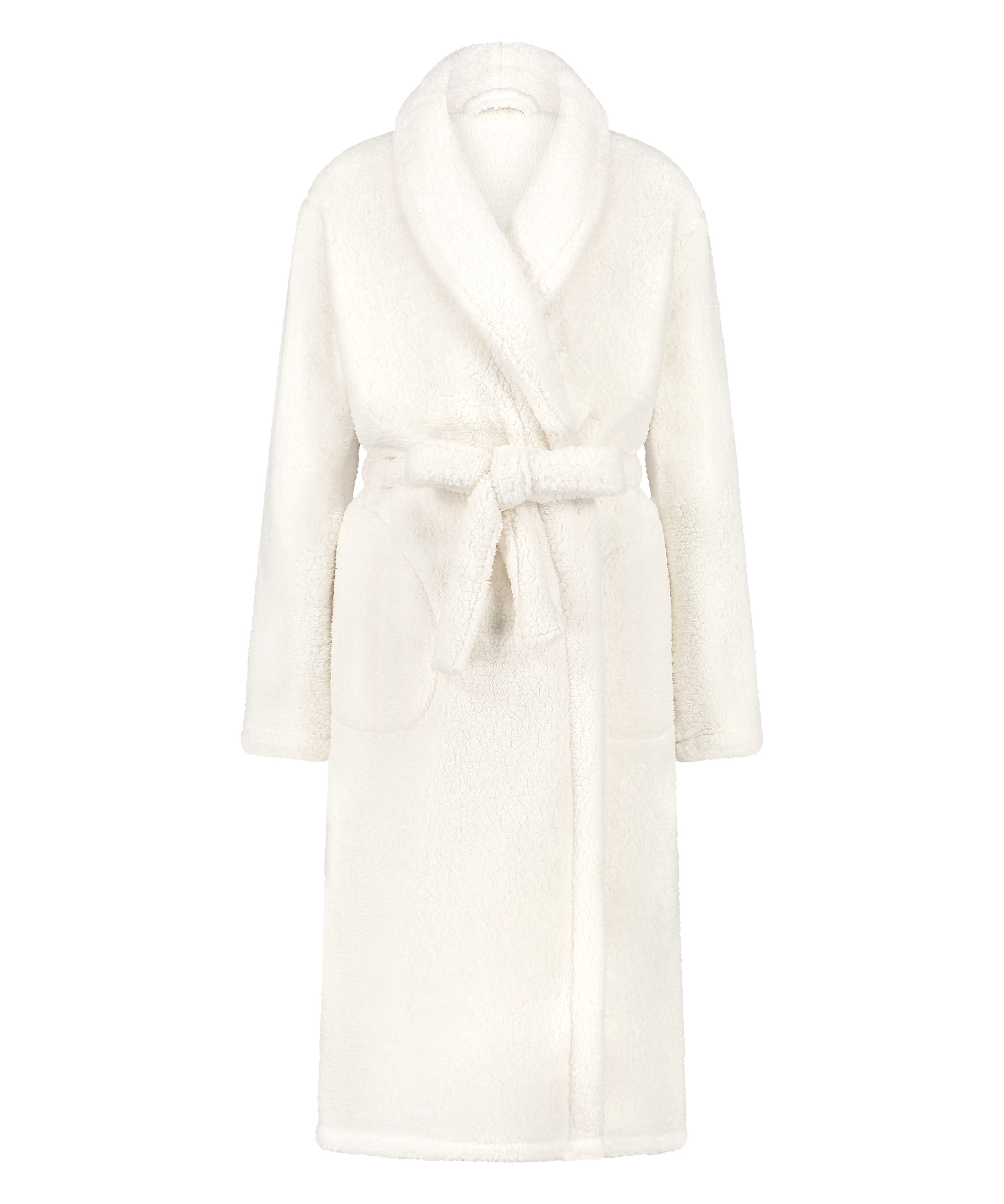 Fleece Bathrobe, White, main