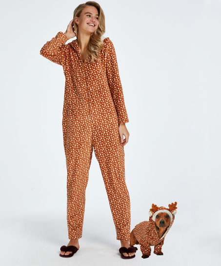 Reindeer Fleece Onesie, Brown
