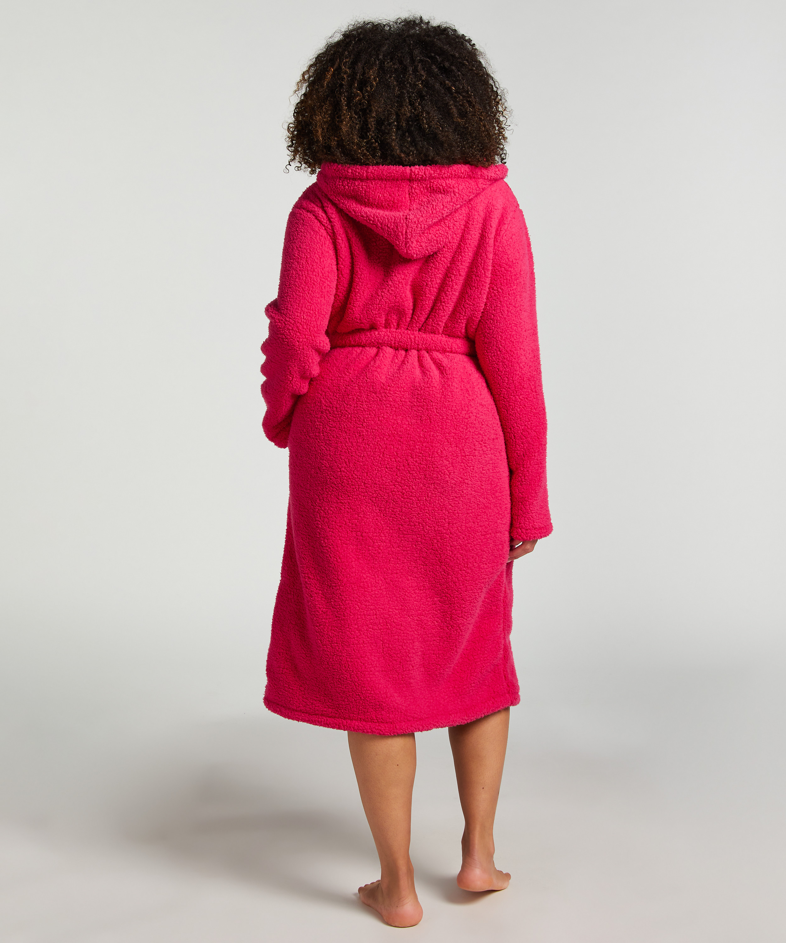 Fleece Bathrobe, Pink, main