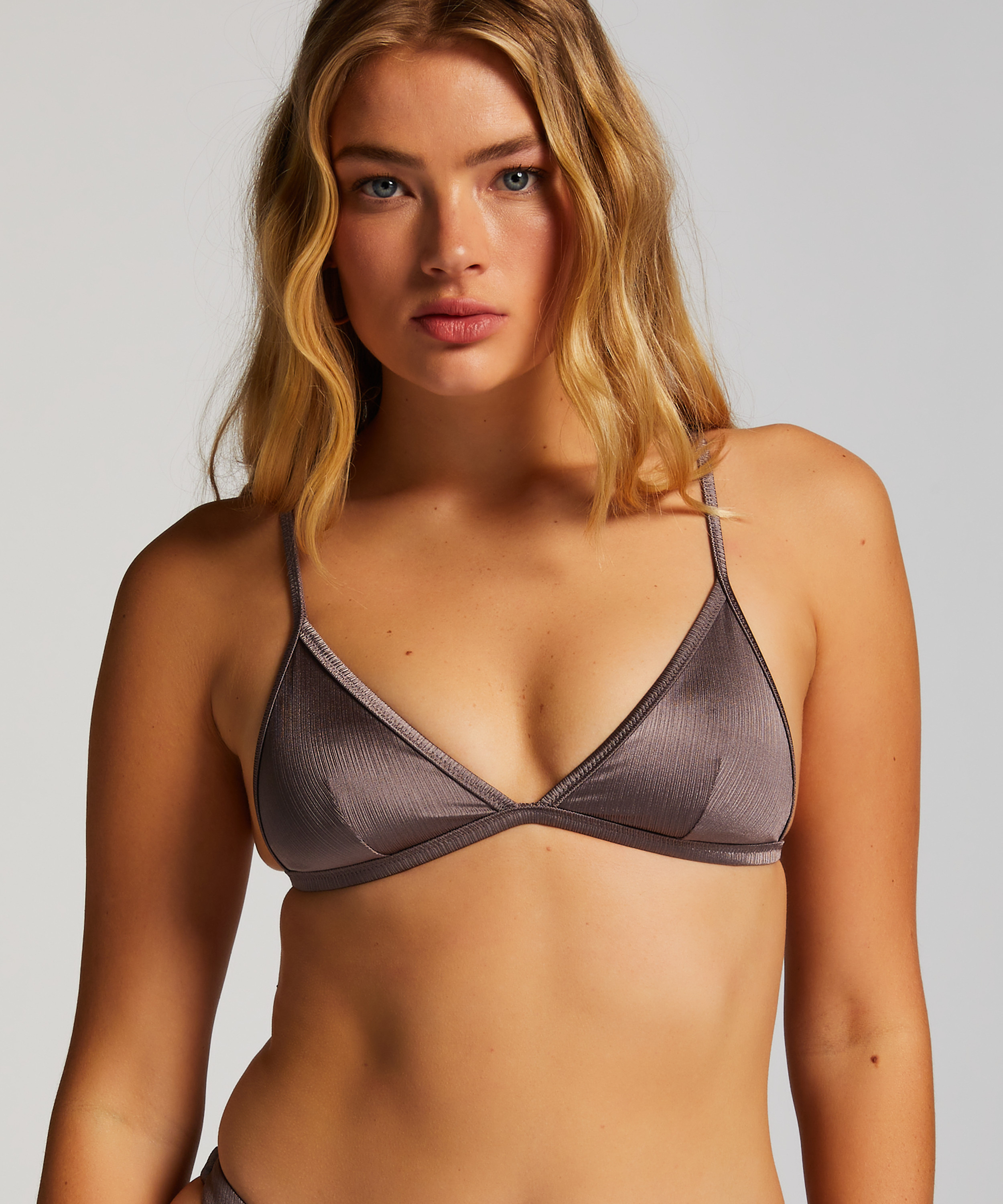 Luna Triangle Bikini Top, Grey, main