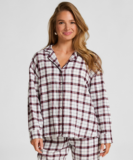 Flannel Pyjama Top, White