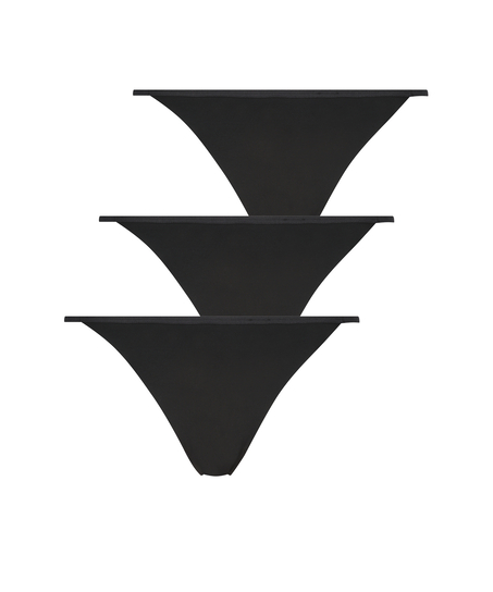 3-pack invisible thongs, Black